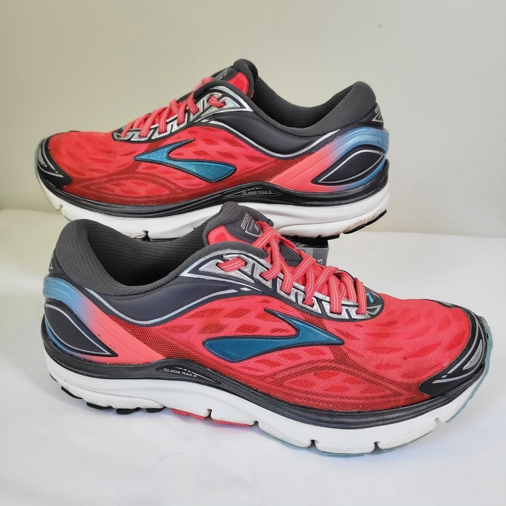 Brooks Transcend 3 Mens Running Shoes Red Charcoal Blue 1202091B617 Size 9